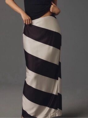 Sleek Black and Ivory Striped Maxi Skirt